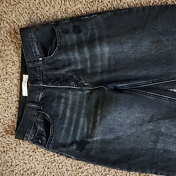 Kancan high rise Charcoal black Wash High Rise Torn Straight Jeans 90s 7 27 NWOT - Picture 15 of 16